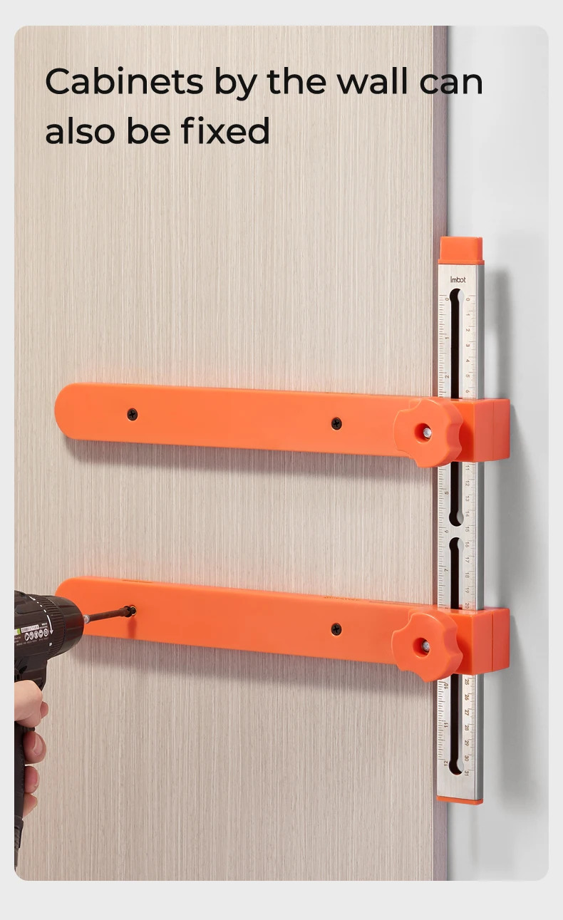 Fixation de l'outil sur une armoire contre un mur